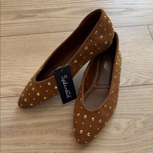 Splendid Casual Everyday Genuine Suede Loula Flats with Gold Accents